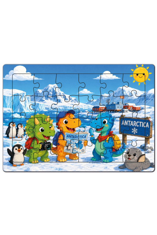 Dino Ve Arkadaşları Dünya Turu -Antarktika- Ahşap Puzzle (24 Parça)