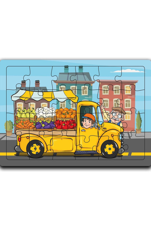 Manav Kamyoneti Ahşap Puzzle (24 Parça)