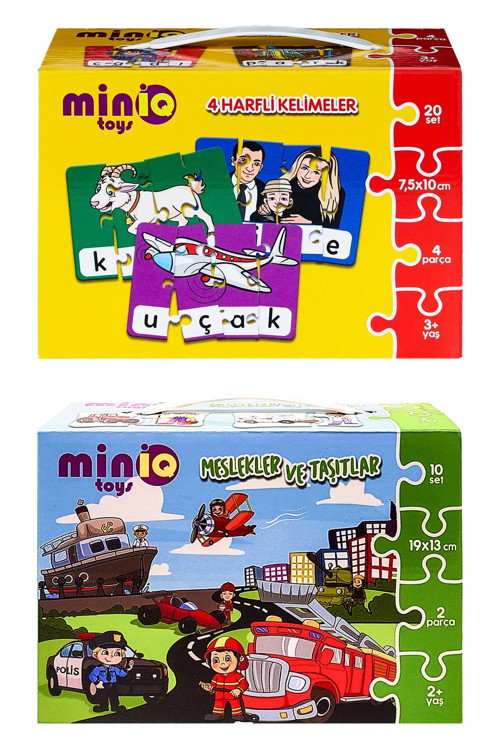 4 Harfli Kelimeler + Meslekler Ve Taşıtlar 2'Li Set Eğitici-Öğretici Yapboz