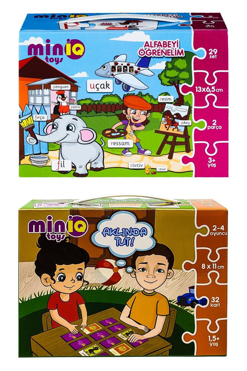 Alfabeyi Öğrenelim + Aklında Tut Hafıza Oyunu 2'Li Set Eğitici-Öğretici Yapboz