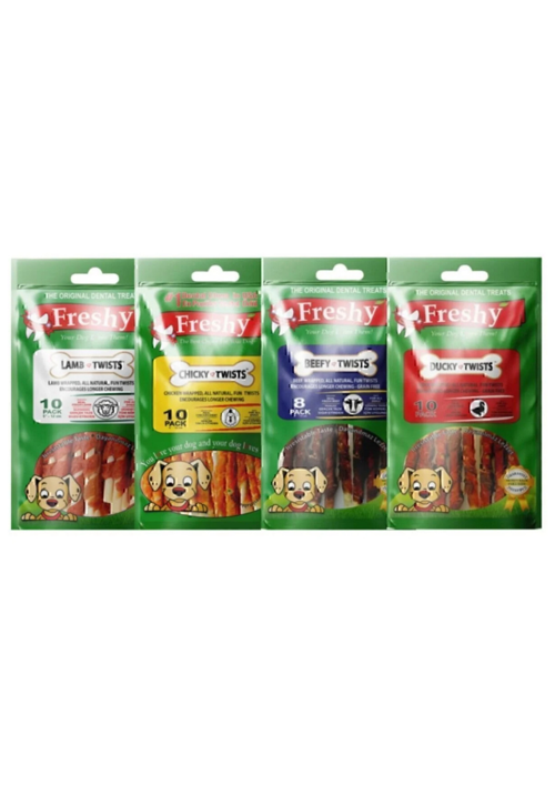 Kurutulmuş Sığır Ördek Tavuk Kuzu Etli Twist Köpek Ödül Kemiği Karışık 4 Paket