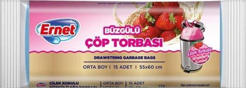 Büzgülü Çöp Torbası Çilek Orta Boy 15'Li