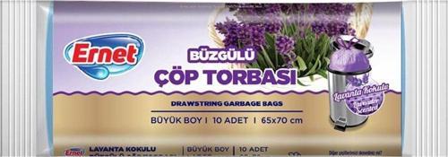 Büzgülü Çöp Torbası Lavanta Büyük Boy 10'Lu