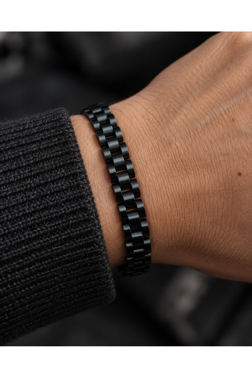 4053 Noir Steel Siyah Çelik Erkek Bileklik – Modern Kordon Tasarım
