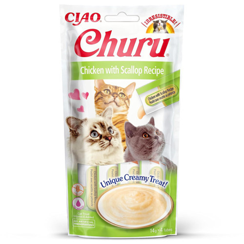 Churu Lick-Able Puree The Cats Tavuk ve Tarak Paketi 4 x 14g Tüpler