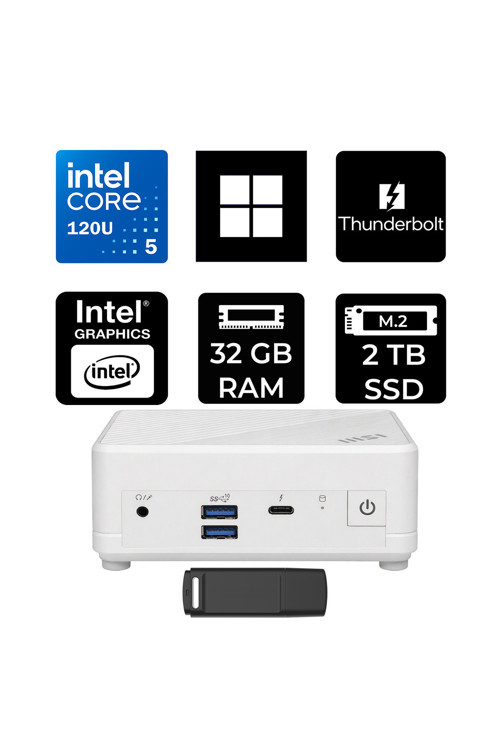Cubi 5 Intel Core 5 120U 32Gb Ram 2Tb Ssd Win11 Pro 1M497Eup419 Beyaz Mini Masaüstü Bilgisayar + Per4 Usb Bellek