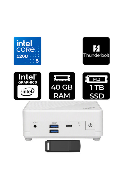 Cubi 5 Intel Core 5 120U 40Gb Ram 1Tb Ssd Freedos 1M497Eup323 Beyaz Mini Masaüstü Bilgisayar + Per4 Usb Bellek