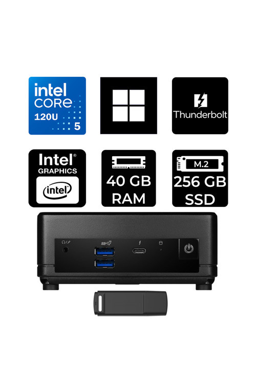Cubi 5 Intel Core 5 120U 40Gb Ram 256Gb Ssd Win11 Home 1M496Eup371 Mini Masaüstü Bilgisayar + Per4 Usb Bellek