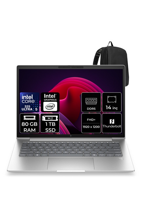 Elitebook 6 G2İ Intel Core Ultra 5 325 80Gb Ram 1Tb Ssd 14" Wuxga (1920X1200) Ips Freedos C6Sl1Avp345 Taşınabilir Bilgisayar + Per4 Çanta