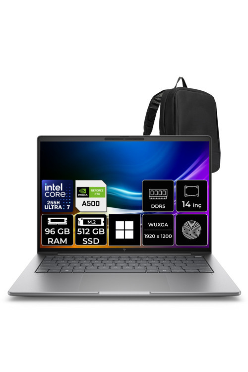 Zbook 8 G1İ Intel Core Ultra 7 255H Rtx 500 Ada 4Gb 96Gb Ram 512Gb Ssd 14" Wuxga (1920X1200) Ips Win11 Home A3Zw6Etp410 Mobil İş İstasyonu + Per4 Çanta