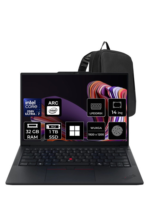Thinkpad E14 Gen 7 Intel Core Ultra 7 258V 32Gb Ram 1Tb Ssd 14" Wuxga (1920X1200) Ips 60Hz Win11 Home 21U2005Ftxp308 Notebook + Per4 Çanta