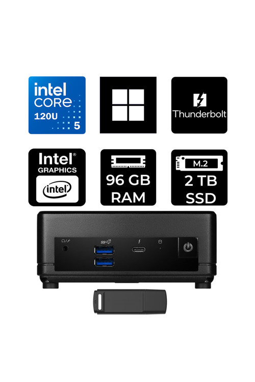 Cubi 5 Intel Core 5 120U 96Gb Ram 2Tb Ssd Win11 Pro 1M496Eup444 Mini Masaüstü Bilgisayar + Per4 Usb Bellek