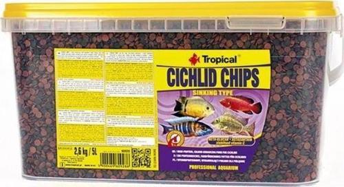 Cichlid Chips Cichlid Balıkları için Renklendirici Cips Balık Yemi 5 Lt 2.6 Kg