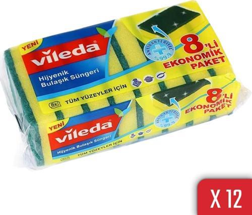 Düz Hijyenik 8'li Bulasik Süngeri 12'li Paket
