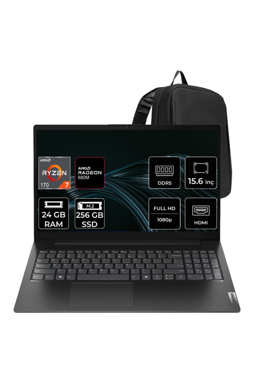 V15 G6 Ryzen 7 170 24Gb Ram 256Gb Ssd 15.6" Fhd (1920X1080) Ips Freedos 83V40026Txp313 Taşınabilir Bilgisayar + Per4 Çanta