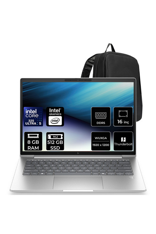Elitebook 6 G2İ Aı Intel Core Ultra 5 325 8Gb Ram 512Gb Ssd 16" Wuxga (1920X1200) Ips Freedos C77J9Avp302 Taşınabilir Bilgisayar + Per4 Çanta