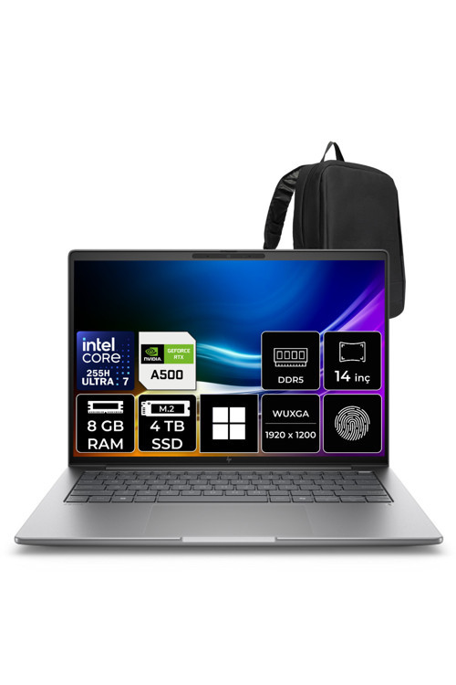 Zbook 8 G1İ Intel Core Ultra 7 255H Rtx 500 Ada 4Gb 8Gb Ram 4Tb Ssd 14" Wuxga (1920X1200) Ips Win11 Pro A3Zw6Etp425 Mobil İş İstasyonu + Per4 Çanta