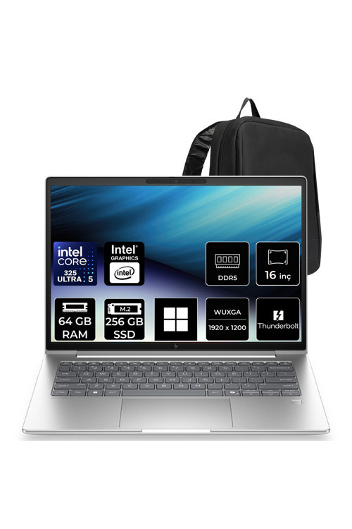 Elitebook 6 G2İ Aı Intel Core Ultra 5 325 64Gb Ram 256Gb Ssd 16" Wuxga (1920X1200) Ips Win11 Pro C77J9Avp337 Taşınabilir Bilgisayar + Per4 Çanta