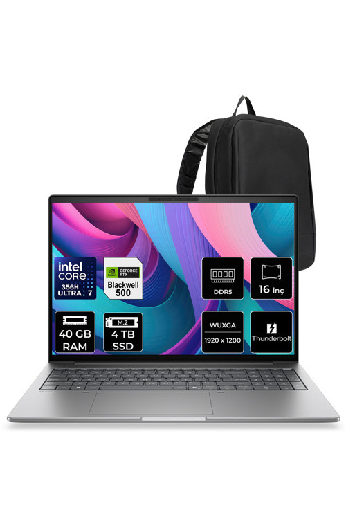 Zbook 8 G2İ Intel Core Ultra 7 356H Rtx Pro 500 6Gb Gddr7 40Gb Ram 4Tb Ssd 16" Wuxga (1920 X 1200) Freedos Dn5Z2Eap329 Mobil İş İstasyonu + Per4 Çanta