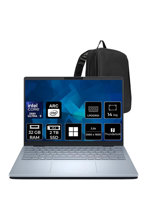 14 Plus Db14250 Intel Core Ultra 9 288V 32Gb Ram 2Tb Ssd Intel Arc 140V 14" 2.5K (2560×1600) 120Hz Win11 Pro Db14250-Cu9Wp321P314 Taşınabilir Bilgisayar + Per4 Çanta