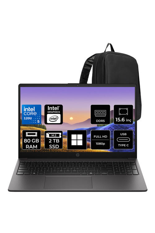 250R G10 Intel Core 5 120U 80Gb Ram 2Tb Ssd 15.6" Full Hd (1920X1080) Win11 Home D36Kbetp346 Taşınabilir Bilgisayar + Per4 Çanta
