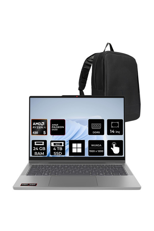 Ideapad 5 2-İn-1 14Agp11 Ryzen Aı 5 430 24Gb Ram 4Tb Ssd 14" Touch Wuxga (1920X1200) Ips Win11 Home 83Uh004Dtrp317 Dokunmatik Taşınabilir Bilgisayar + Per4 Çanta