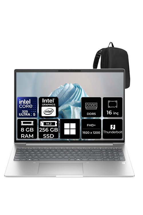 Elitebook 6 G2İ Intel Core Ultra 5 325 8Gb Ram 256Gb Ssd 16" Wuxga (1920X1200) Ips Win11 Home C77J9Avp361 Taşınabilir Bilgisayar + Per4 Çanta