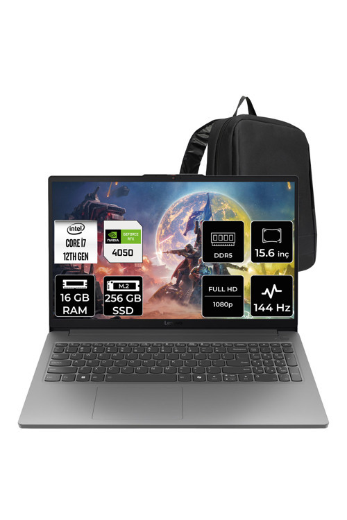 Loq 15Iax9E İ7 12650Hx Rtx 4050 6Gb 65W 16Gb Ram 256Gb Ssd 15.6" Fhd (1920X1080) Ips 144Hz Freedos 83Lk002Vtrp307 Gaming Laptop + Per4 Çanta