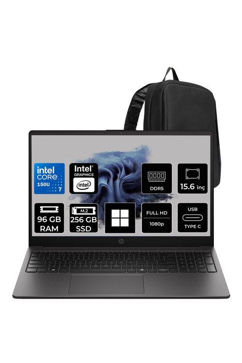 250R G10 Intel Core 7 150U 96Gb Ram 256Gb Ssd 15.6" Full Hd (1920X1080) Win11 Pro D63Qmetp349 Taşınabilir Bilgisayar + Per4 Çanta