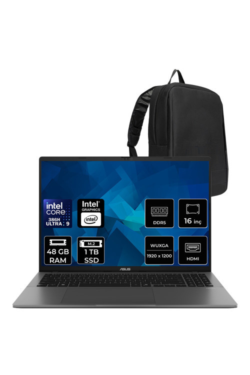 Vivobook S16 S3607 Ultra 9 386H 48Gb Ram 1Tb Ssd 16" Wuxga (1920 X 1200) Oled 60Hz Freedos S3607Aa-Sh103Wp333 Notebook + Per4 Çanta