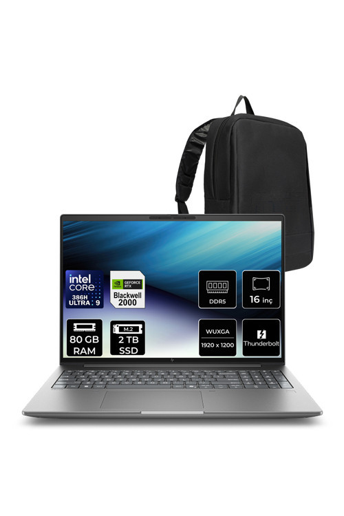 Zbook X G2İ Intel Core Ultra 9 386H Rtx Pro 2000 8Gb Gddr7 80Gb Ram 2Tb Ssd 16" Wuxga (1920 X 1200) Freedos Dn6B3Eap346 Mobil İş İstasyonu + Per4 Çanta