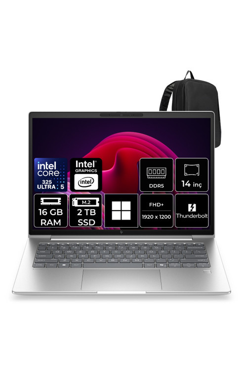 Elitebook 6 G2İ Intel Core Ultra 5 325 16Gb Ram 2Tb Ssd 14" Wuxga (1920X1200) Ips Win11 Pro C6Sl1Avp430 Taşınabilir Bilgisayar + Per4 Çanta