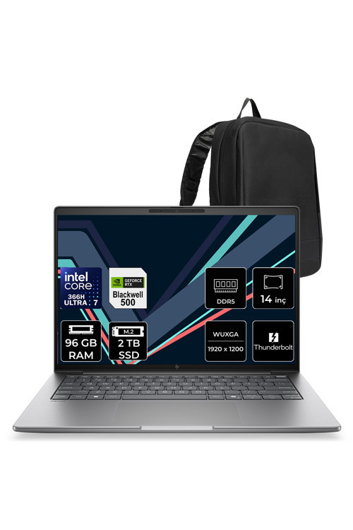 Zbook 8 G2İ Intel Core Ultra 7 366H Rtx Pro 500 6Gb Gddr7 96Gb Ram 2Tb Ssd 14" Wuxga (1920 X 1200) Freedos Dn9T6Esp352 Mobil İş İstasyonu + Per4 Çanta