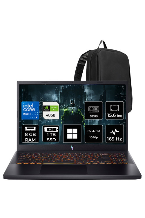 Nitro V 15 Intel Core 7 240H Rtx 4050 6Gb 65W 8Gb Ram 1Tb Ssd 15.6" Fhd (1920X1080) Ips 165Hz Win11 Pro Nhqv2Ey003P303 Gaming Laptop + Per4 Çanta