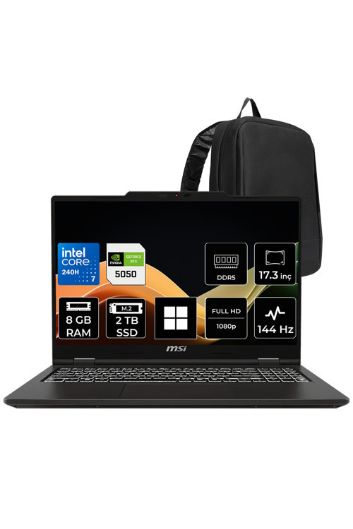 Venturepro 17 Intel Core 7 240H Rtx 5050 8Gb 45W 8Gb Ram 2Tb Ssd 17.3″ Fhd (1920X1080) 144Hz Win11 Pro A2Rweg-027Xtrp424 Gaming Laptop + Per4 Çanta