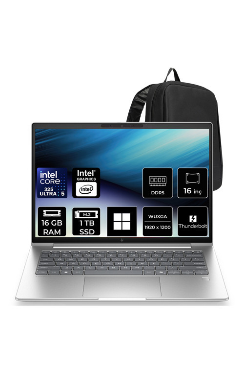 Elitebook 6 G2İ Aı Intel Core Ultra 5 325 16Gb Ram 1Tb Ssd 16" Wuxga (1920X1200) Ips Win11 Home C77J9Avp309 Taşınabilir Bilgisayar + Per4 Çanta