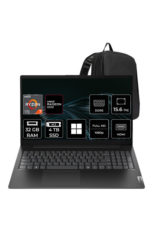 V15 G6 Ryzen 7 170 32Gb Ram 4Tb Ssd 15.6" Fhd (1920X1080) Ips Win11 Pro 83V40026Txp323 Taşınabilir Bilgisayar + Per4 Çanta