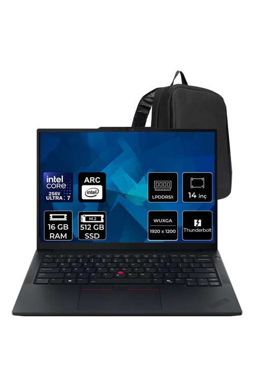 Thinkpad E14 Gen 7 Intel Core Ultra 7 256V 16Gb Ram 512Gb Ssd 14" Wuxga (1920X1200) Ips 300Nits Freedos 21U2007Ntxp302 Notebook + Per4 Çanta