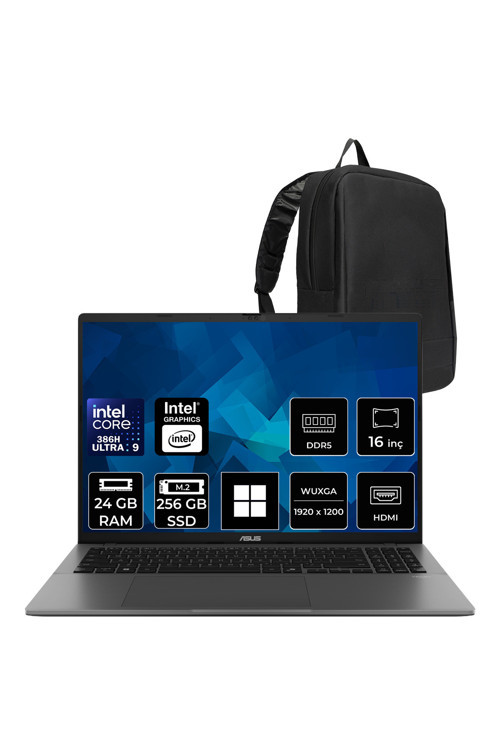 Vivobook S16 S3607 Ultra 9 386H 24Gb Ram 256Gb Ssd 16" Wuxga (1920 X 1200) Oled 60Hz Win11 Pro S3607Aa-Sh103Wp313 Notebook + Per4 Çanta