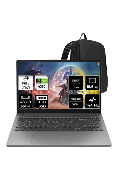 Loq 15Iax9E İ7 12650Hx Rtx 4050 6Gb 65W 48Gb Ram 1Tb Ssd 15.6" Fhd (1920X1080) Ips 144Hz Freedos 83Lk002Vtrp333 Gaming Laptop + Per4 Çanta