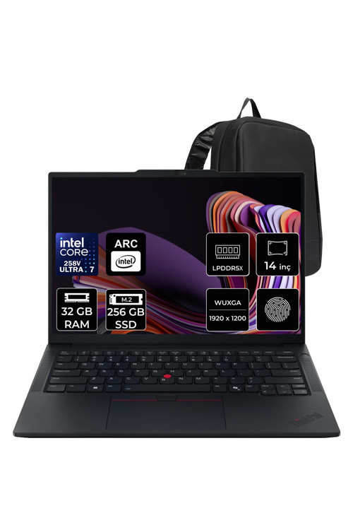 Thinkpad E14 Gen 7 Intel Core Ultra 7 258V 32Gb Ram 256Gb Ssd 14" Wuxga (1920X1200) Ips 60Hz Freedos 21U2005Ftxp301 Notebook + Per4 Çanta
