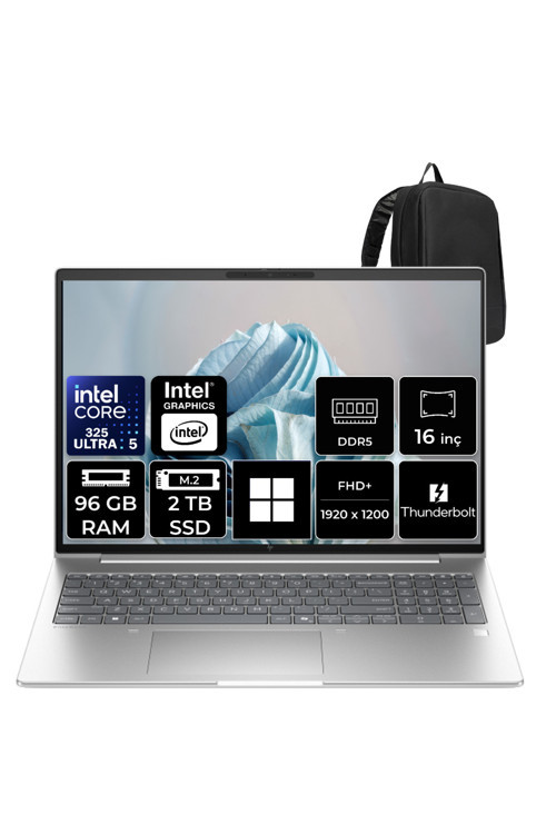 Elitebook 6 G2İ Intel Core Ultra 5 325 96Gb Ram 2Tb Ssd 16" Wuxga (1920X1200) Ips Win11 Pro C77J9Avp472 Taşınabilir Bilgisayar + Per4 Çanta