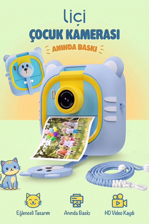 Çocuk Fotoğraf Makinesi Dijital Full Hd Video Kamera Anlık Resim Kağıt Baskılı Yazıcı Lc-P02