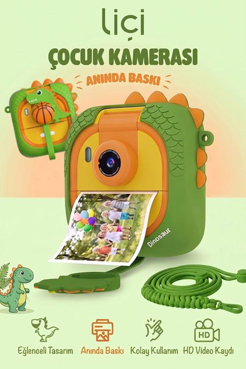 Çocuk Fotoğraf Makinesi Dijital Full Hd Video Kamera Anlık Resim Kağıt Baskılı Yazıcı Lc-P03