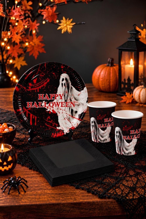 Cadılar Bayramı Halloween Bloody Temalı Bardak Tabak Peçete Set