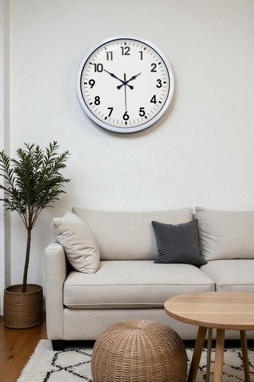 40 cm Beyaz Metal Standart Duvar Saati – Standart Metal Beyaz Kadran