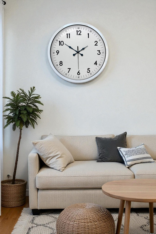 40 cm Beyaz Metal Standart Duvar Saati – Metal Standart Beyaz Kadran