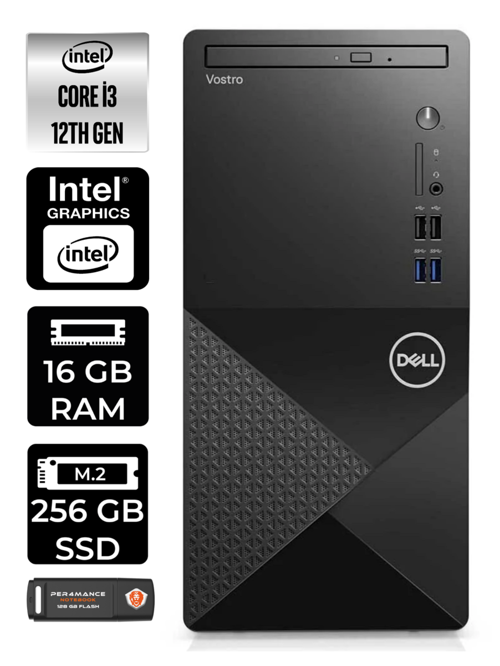 VOSTRO 3910MT i3 12100 16GB RAM 256GB SSD W11HOME N3563VDT3910EMEA MASAÜSTÜ PC & PER4 BELLEK