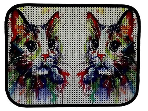 Elekli Desenli Kedi Tuvalet Önü Paspası 60 x 45 cm Gökkuşağı