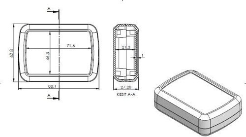PLA Elektronik Proje Kutusu (Ölçüleri: 88,5x63x27,5mm) - Siyah